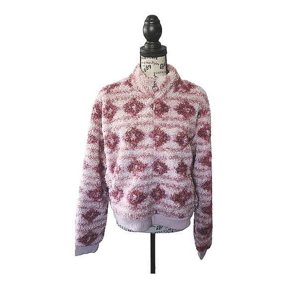 LUCKY BRAND SHERPA HALF ZIP PULLOVER PINK LONG‎ SLEEVE WOMENS SZLarge NEW - Picture 1 of 7